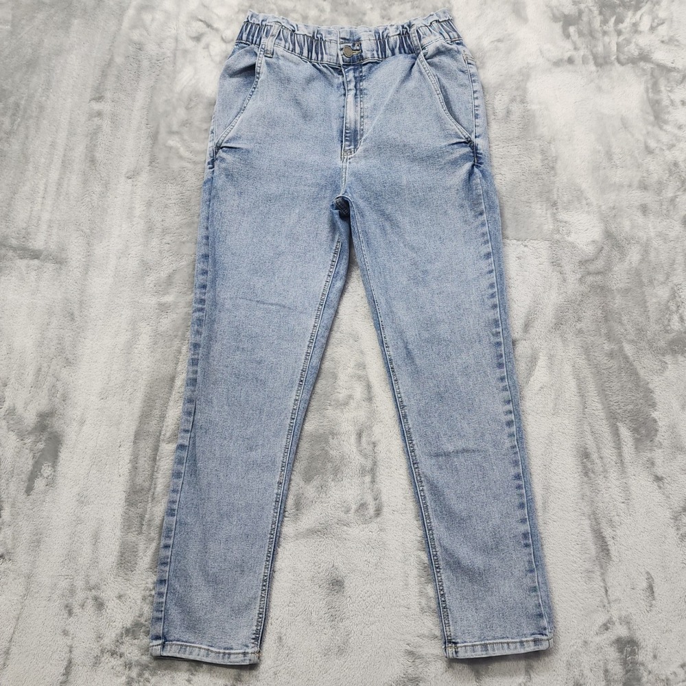 Simple Society Jeans Womens 9/29 Blue Light Wash High Rise Elastic Waist Tapered